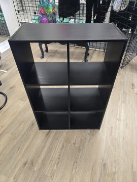 24"W x 36"H x 11.5"D 6 Cube Black Book Shelves